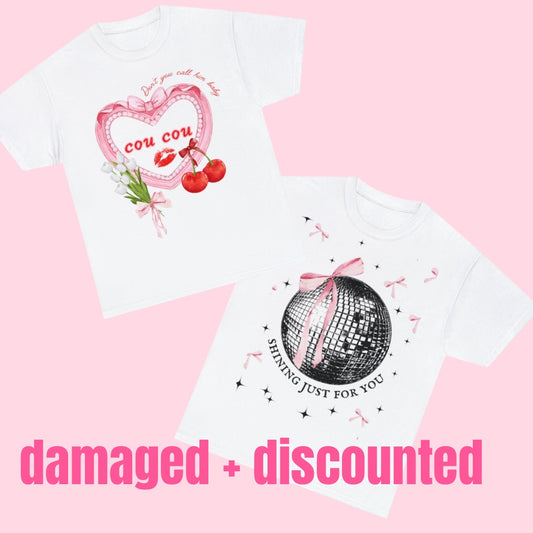 Damaged and discounted T-shirts