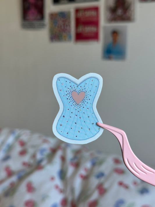 Blue heart corset sticker