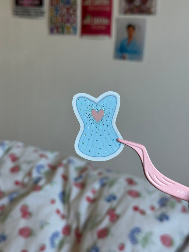 Blue heart corset sticker