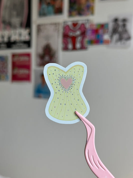 Yellow heart corset sticker