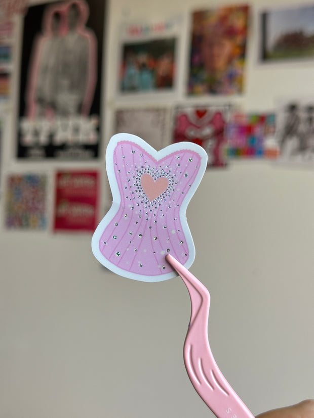 Pink heart corset sticker