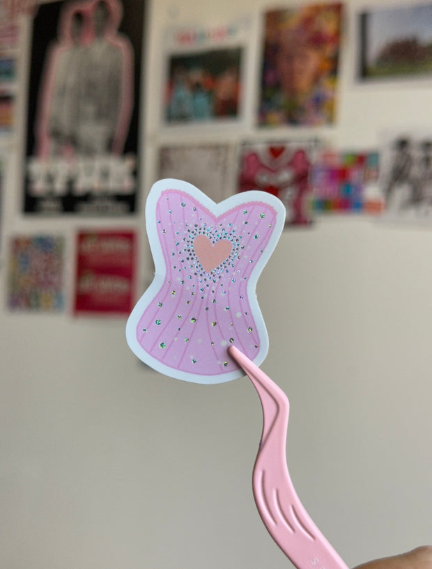 Pink heart corset sticker