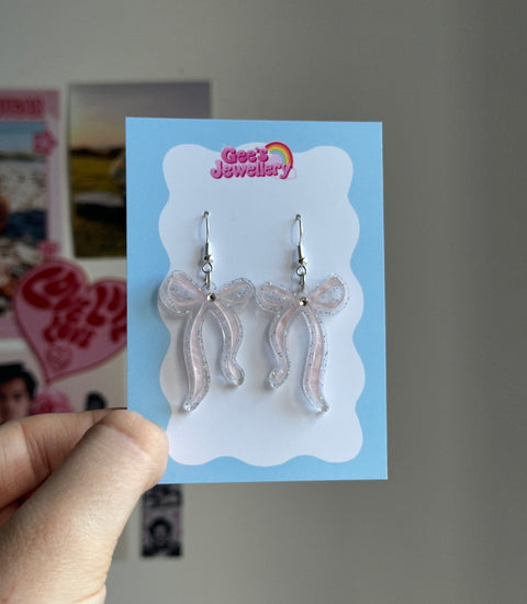 Shimmery pink bow Earrings