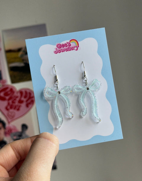 Shimmery blue bow Earrings